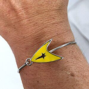 Hot Topic - Bioworld Yellow Enamel Star Trek Logo Metal Cuff Bracelet